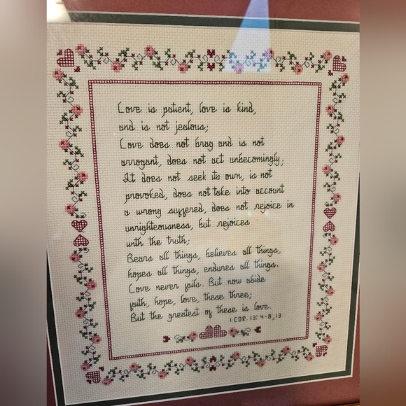 Vintage love is patient Corinthians needlepoint cross stitch - Picture 3 of 7